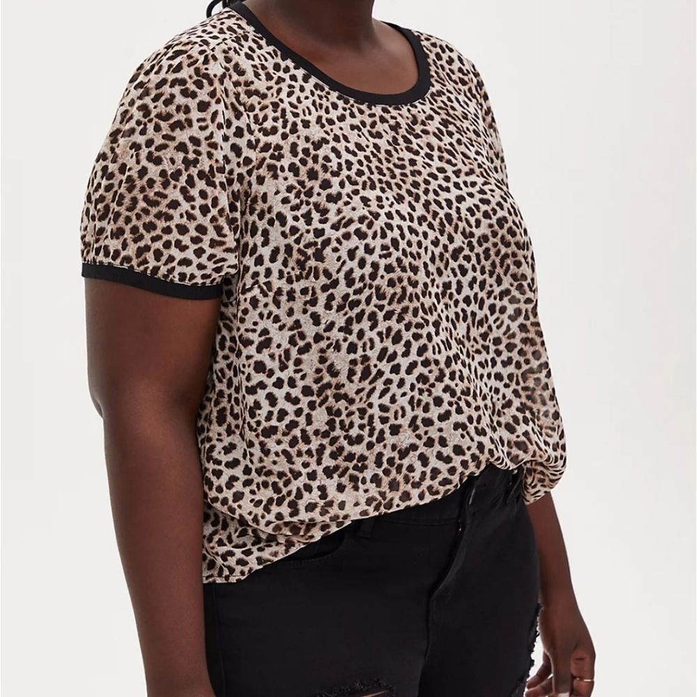 Torrid Leopard Print Chiffon Puff Sleeve Top
